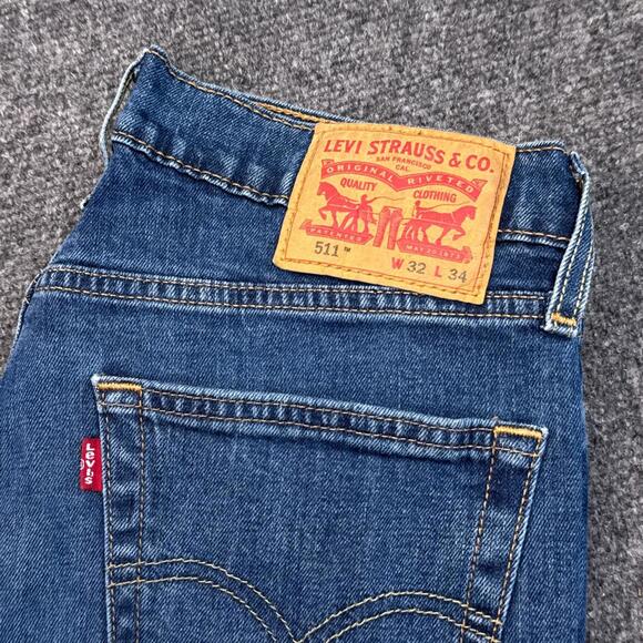 Levi's 511 Slim Fit Jeans Mens Size 32x34 Blue Straight Leg Stretch Denim - Picture 3 of 11